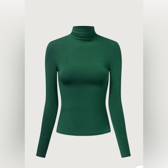 NWT* OGL Modal Fabric Eco-MiyaMoon® Everyday Mockneck Top - Hunter Green - Picture 2 of 5
